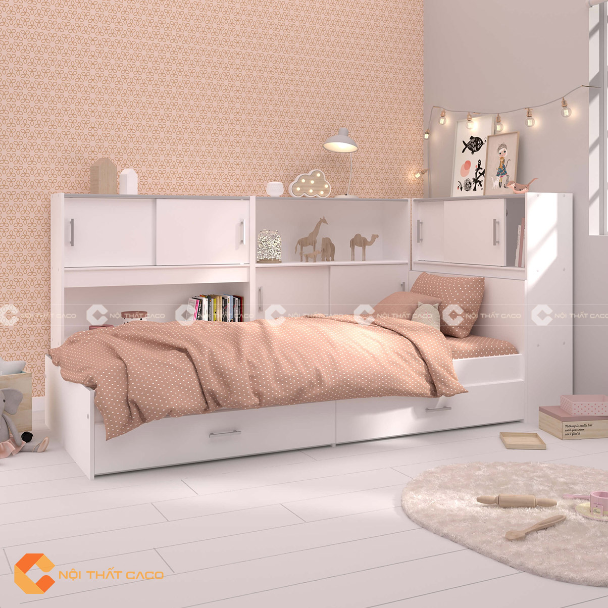 Giường ngủ gỗ MDF thiết kế thông minh cho trẻ em
